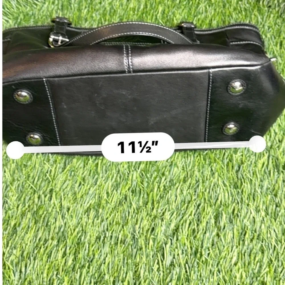 Coach Parker Pleated Tote Black Leather Shoulder Bag F13759 - Picture 7 of 9